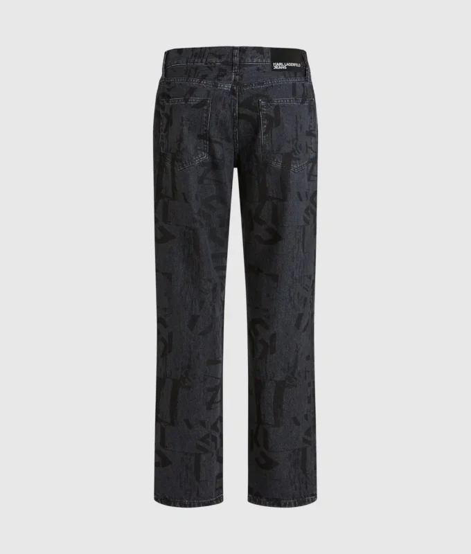 Raka jeans med monogram över hela ytan Raka jeans med monogram över hela ytan