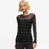 Rhinestone Autograph mesh-top