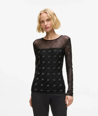 Rhinestone Autograph mesh-top