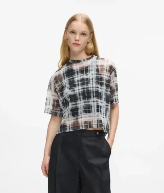 Rutig mesh-T-shirt