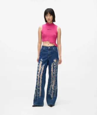 Sliten jeans med medelhög midja Sliten jeans med medelhög midja