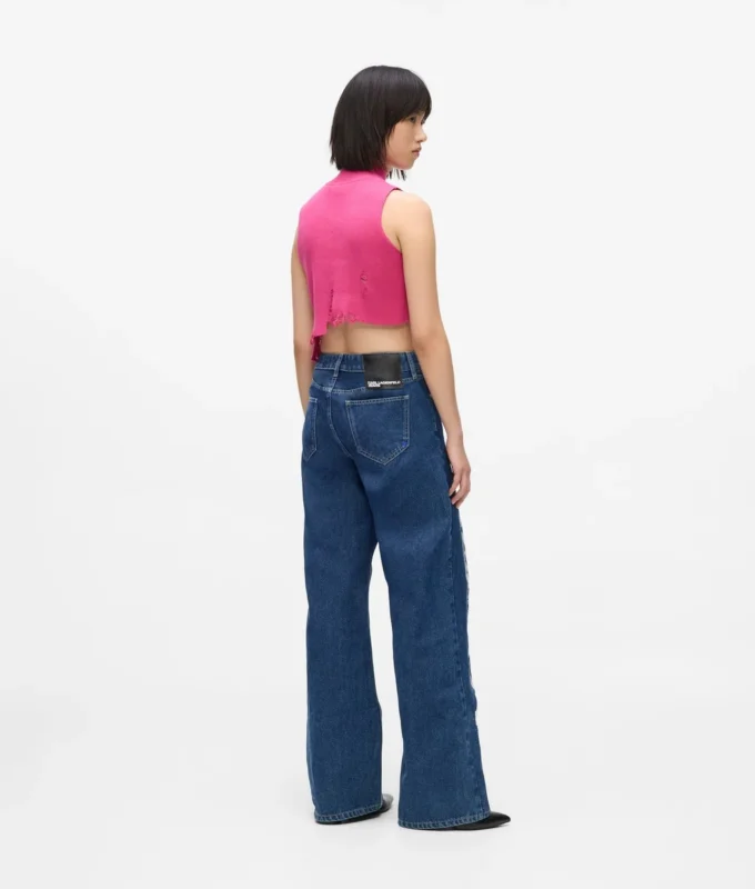 Sliten jeans med medelhög midja Sliten jeans med medelhög midja