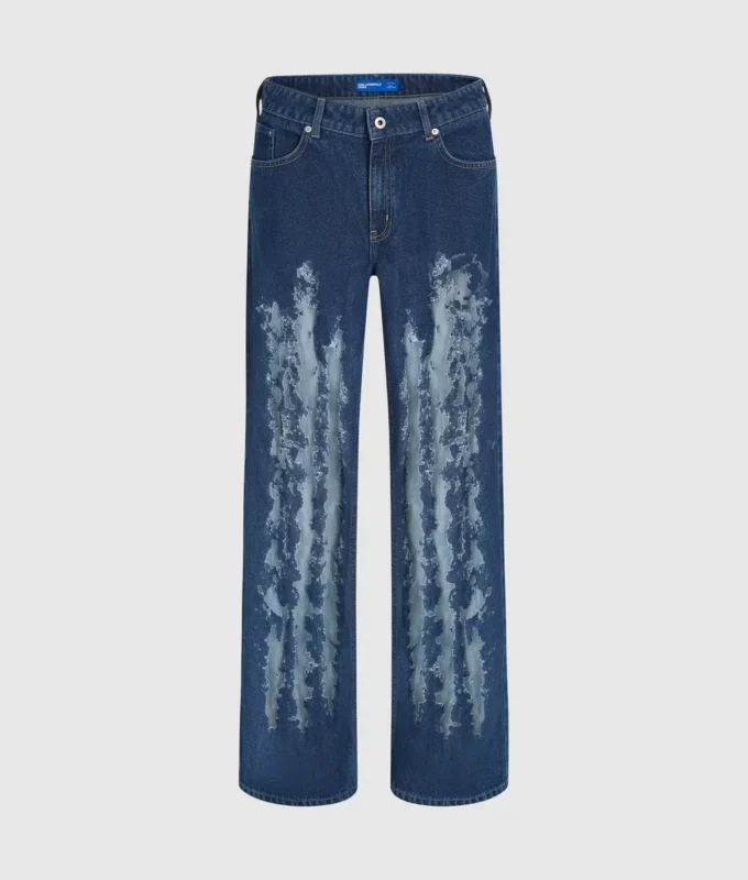 Sliten jeans med medelhög midja Sliten jeans med medelhög midja