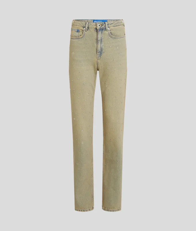 STRAIGHT JEANS MED HÖG MIDJA OCH NAGLAR