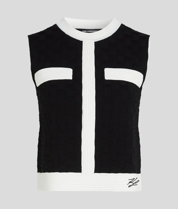 STRICKAD TOPP MED KONTRASTERANDE PIPING STRICKAD TOPP MED KONTRASTERANDE PIPING