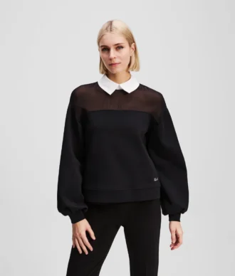 SWEATSHIRT MED POPLINSKRAVA