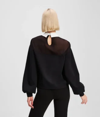SWEATSHIRT MED POPLINSKRAVA