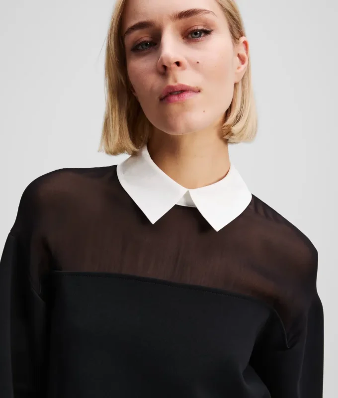 SWEATSHIRT MED POPLINSKRAVA SWEATSHIRT MED POPLINSKRAVA