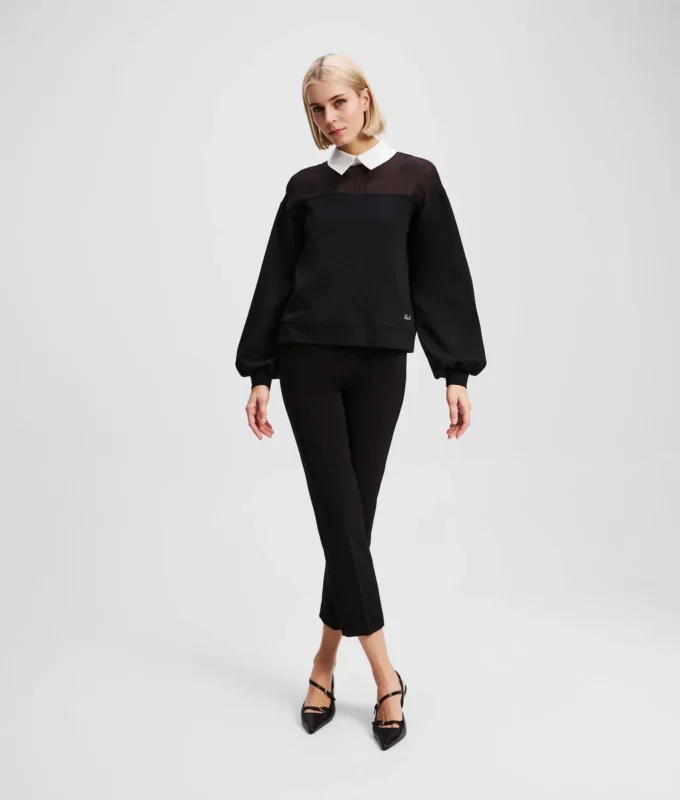 SWEATSHIRT MED POPLINSKRAVA SWEATSHIRT MED POPLINSKRAVA