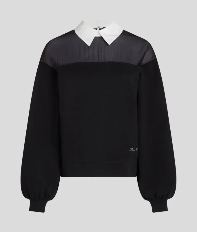 SWEATSHIRT MED POPLINSKRAVA SWEATSHIRT MED POPLINSKRAVA