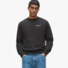 Sweatshirt med rund hals och sammetlogotyp