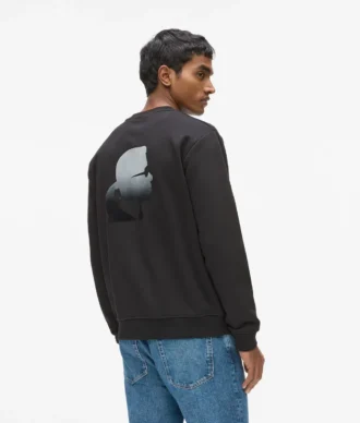 Sweatshirt med rund hals och sammetlogotyp Sweatshirt med rund hals och sammetlogotyp