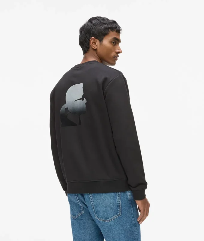 Sweatshirt med rund hals och sammetlogotyp