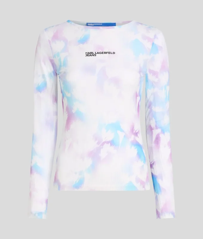T-SHIRT MED BLOMMIGT MESHMÖNSTER T-SHIRT MED BLOMMIGT MESHMÖNSTER