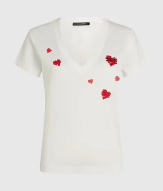 T-shirt med hjärtan och V-ringning