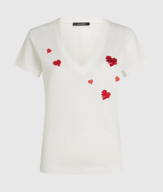 T-shirt med hjärtan och V-ringning T-shirt med hjärtan och V-ringning
