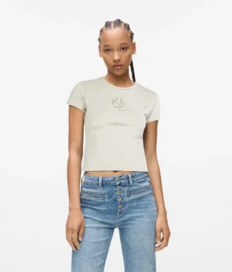 T-shirt med nitar och monogram