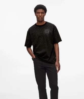 T-shirt med strassmonogram