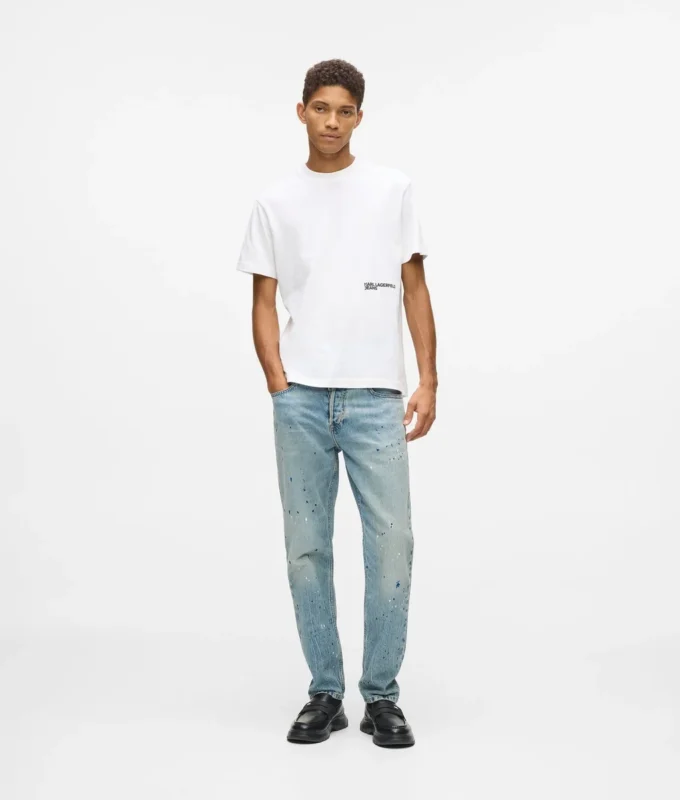 Tapered jeans med färgstänk