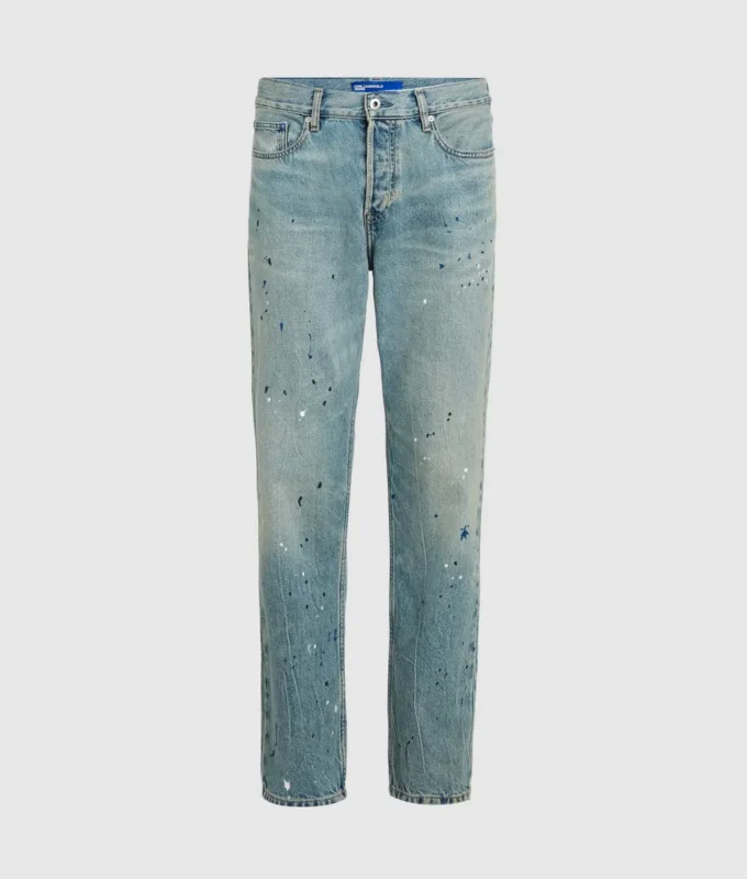 Tapered jeans med färgstänk