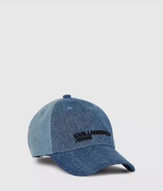 Tvåfärgad keps i ljus denim
