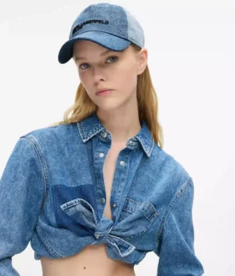 Tvåfärgad keps i ljus denim