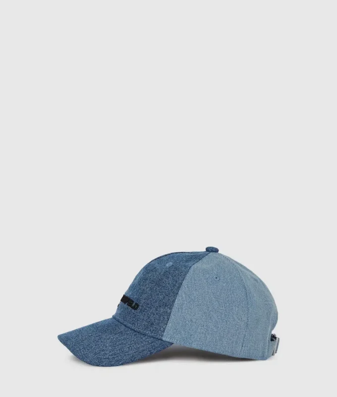 Tvåfärgad keps i ljus denim