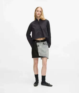 Tvåfärgad minikjol i denim Tvåfärgad minikjol i denim