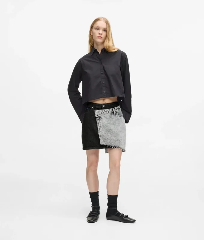 Tvåfärgad minikjol i denim Tvåfärgad minikjol i denim