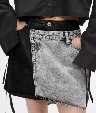 Tvåfärgad minikjol i denim Tvåfärgad minikjol i denim
