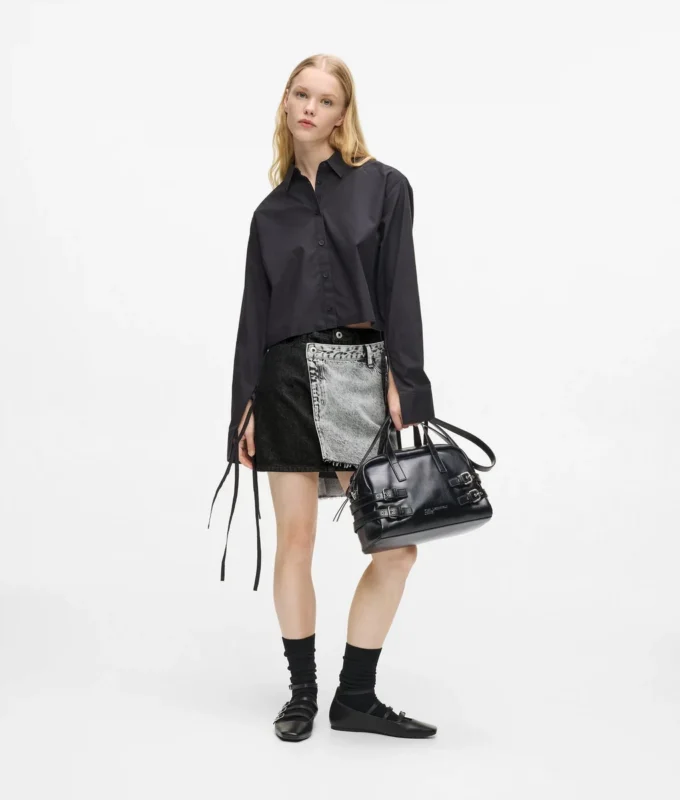 Tvåfärgad minikjol i denim Tvåfärgad minikjol i denim