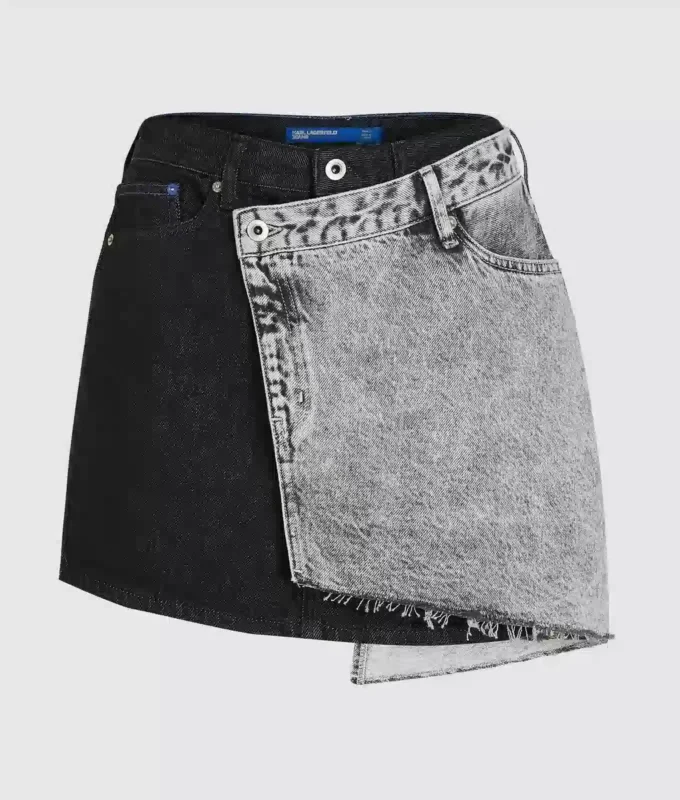 Tvåfärgad minikjol i denim Tvåfärgad minikjol i denim