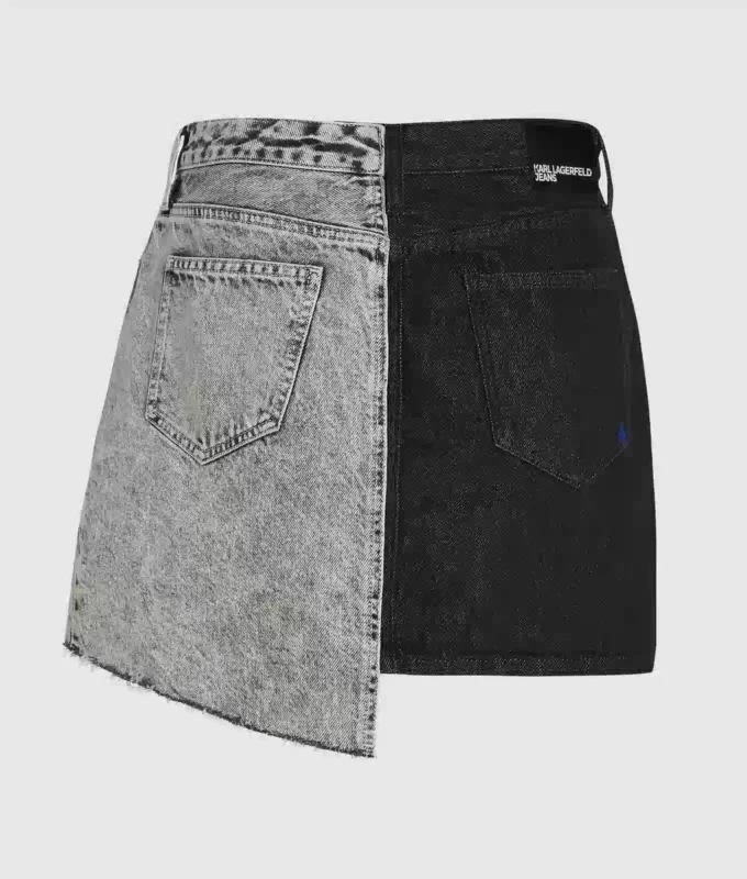 Tvåfärgad minikjol i denim Tvåfärgad minikjol i denim