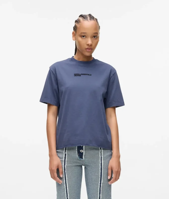Tvättad T-shirt med logo Tvättad T-shirt med logo