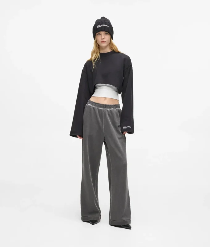 Tvättade sweatpants med vida ben Tvättade sweatpants med vida ben