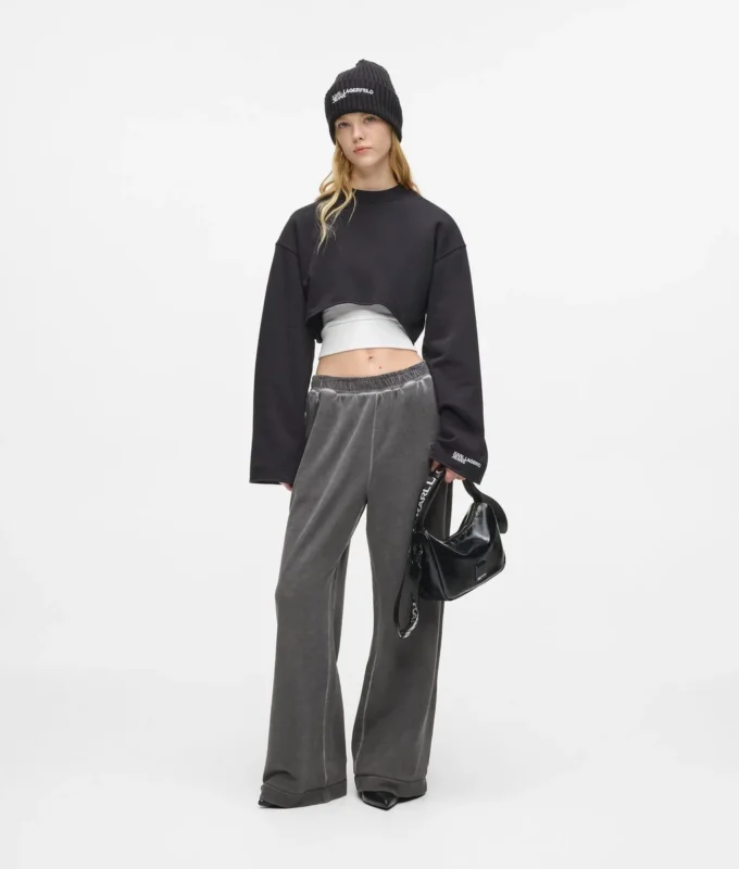 Tvättade sweatpants med vida ben Tvättade sweatpants med vida ben