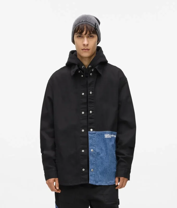 Över skjorta med denimpaneler