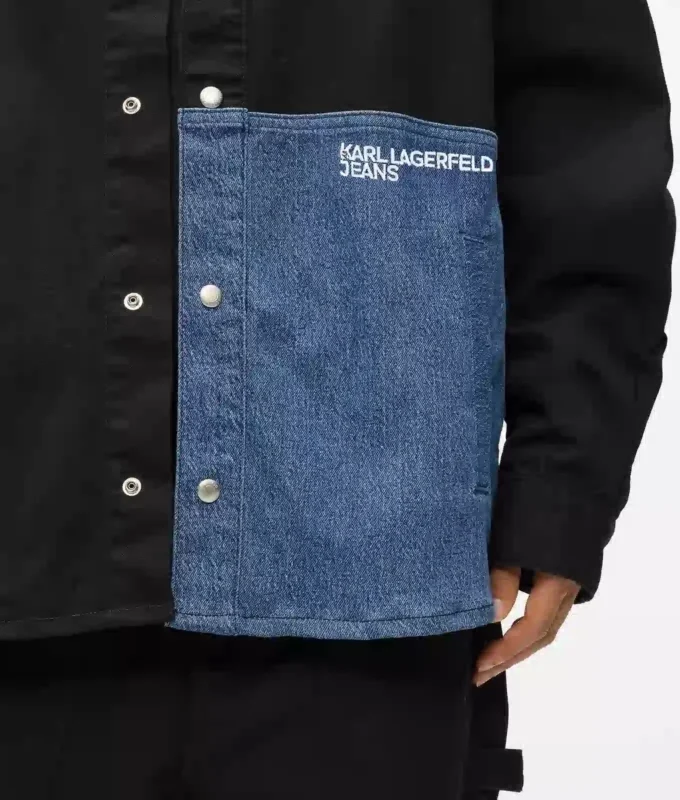 Över skjorta med denimpaneler