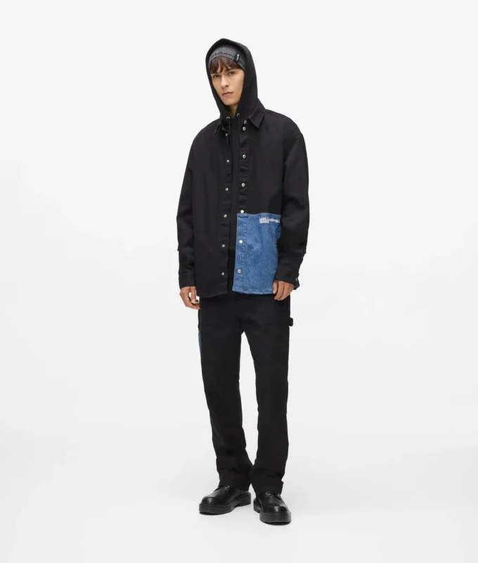 Över skjorta med denimpaneler