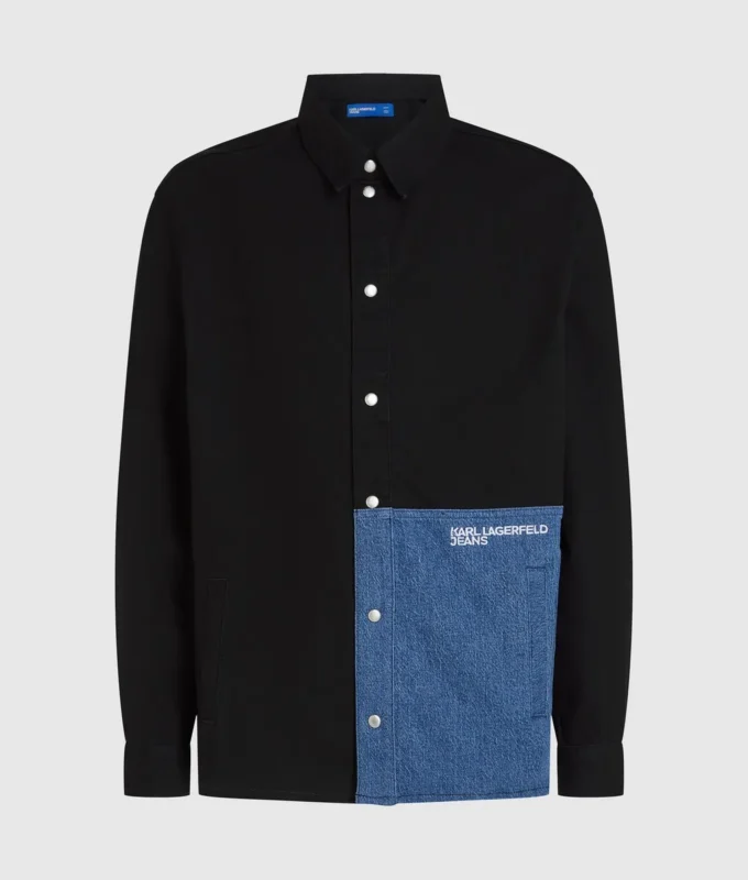Över skjorta med denimpaneler