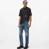 Vintage-tvättade raka jeans Vintage-tvättade raka jeans