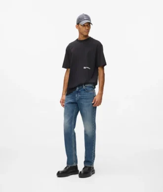 Vintage-tvättade raka jeans