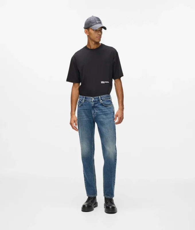 Vintage-tvättade raka jeans Vintage-tvättade raka jeans
